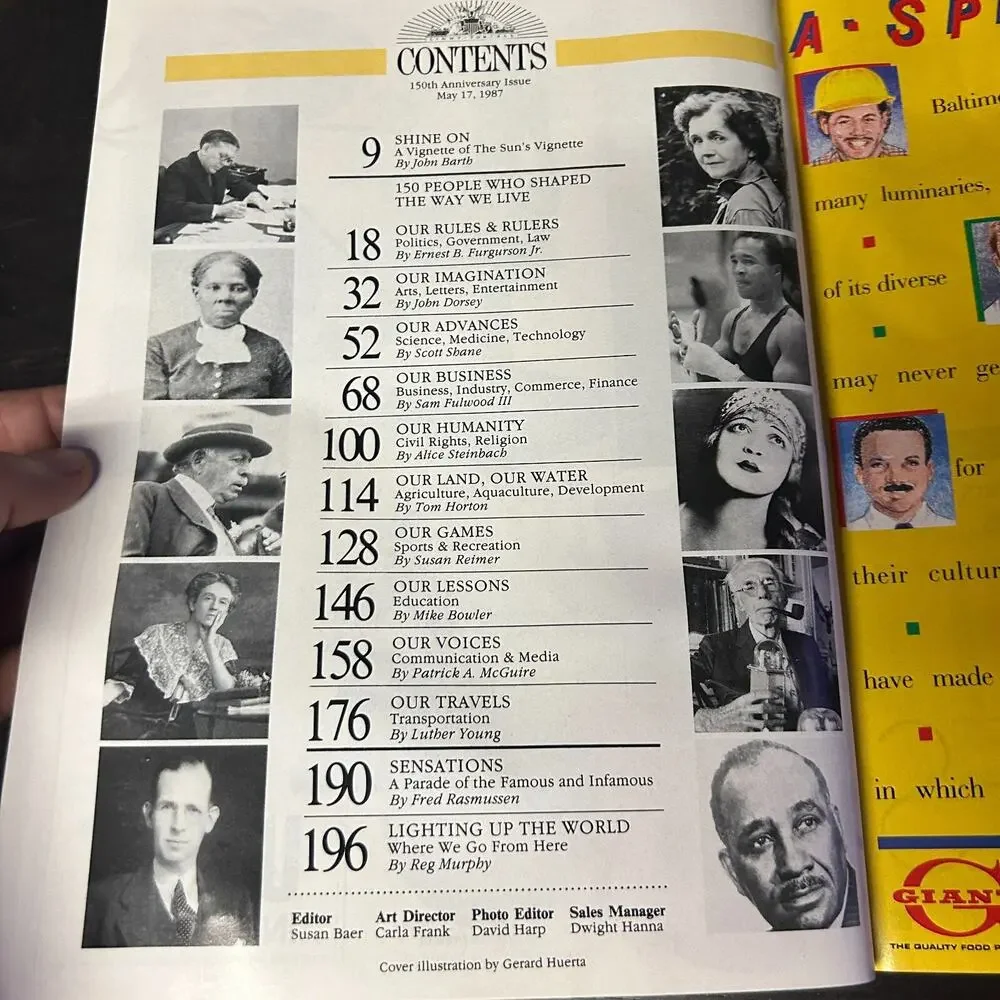 Baltimore Sun 150th Anniversary Issue-150 people who shaped the way we live